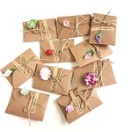 Rolin Roly 10PCS Greeting Cards Floral Card DIY Handmade Retro Kraft Paper Card Blank Envelopes Dried Flowers Decorated Postcard for Birthday Present Valentine's Day Random Delivery