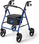Medline Basic Steel Rollator with 8-Inch Wheels, Blue