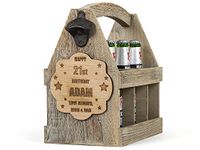 Personalised Beer Crate with Bottle Opener Vintage Wooden Beer Caddy Beer Gift Box 50th Birthday Gift for Men 40th Beer Gifts for Men Fathers Day 30th 21st 18th Beer Carrier