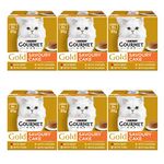 Gourmet Gold Savoury Cake Wet Cat Food - Meat and Fish Variety with Beef, Tuna, Chicken, and Salmon | Pack of 6 (48 Tins) for Happy, Healthy Cats