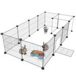 HOMIDEC Rabbit Run,Puppy Pen with Door,Encrypted Wire Mesh Cages14 Panels Indoor/Outdoor DIY Metal Pet Fence for Puppy,Rabbit,Kitten,Hamster,Guinea Pig,Turtle,Hedgehog.Black(140x70x35CM)