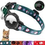 AirTag Cat Collar Breakaway, OUCWLTAG Integrated GPS Cat Collar with Luminous Apple Air Tag Holder, Cat Tracker Collars with Safety Elastic Band for Cats, Kittens and Puppies (Green, 9-13 Inch)