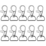 Croatia 25 Pack - Premium Metal Lobster Claw Clasps - Wide 3/4 Inch D Ring - 360 Swivel Trigger Snap Hooks by Specialist ID (Silver)