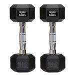Amazon basics Rubber Encased Hex Dumbbell Weight Set Of 2, 10 Kg,Black