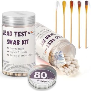 AAwipes Lead Test Kit White Swabs Rapid Home Lead Paint Test Swabs for Dishes (Use Water Only) 30 Seconds Quick Quantitative Results for Metal Toy Jewelry Wood (LSW80)