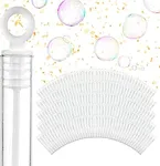 Wedding Bubbles Bulk - White Circle Top Wands (100 Count) Individual Mini Bubble Wand Favors for Weddings, Celebration Party Favor for Guests - Stock Your Home