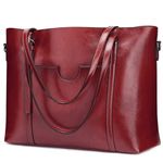 S-ZONE Women Genuine Leather Top Handle Satchel Daily Work Tote Shoulder Bag Large Capacity