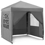 VonHaus Pop Up Gazebo 2x2m – Outdoor Garden Marquee with Removable Side Panels, Water Resistant Cover, Storage Bag, Anchoring Pegs & Cords – Easy Pop Up Assembly – Grey