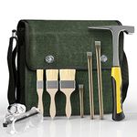 TZDTMEOS 10PCS Geology Rock Pick Hammer Kit, Geology Hammer Tools,32oz Hammer & 3 PCS Digging Chisels Set for Rock Hounding, with Musette Bag, Jewelers loupe,Safety Goggles,3Brushes.