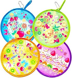 MXY Foldable Fan Summer Handheld Round Folding Fan Cute Candy Fruit Pattern Festival Decor Wedding Birthdays Home Decoration 4 Units Different Patterns