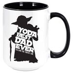 Yoda Best Dad Ever Coffee Mug, Awesome Gift Mugs For Father's Who Are Big Fans, Fathers Day, Christmas, Birthday Present He Will Surely Love. (Two Tone Black 15oz)