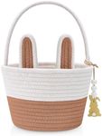 Easter Baskets for Kids, Small Bunny Personalized Easter Basket Empty with Handle, Basket Name Tags, Woven Rope Baby Easter Egg Baskets for Babies Girls Boys Toddler Infant, 8.7" x 6.9" x 6.3"