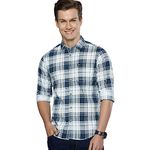 The Indian Garage Co Men's Checkered Slim Fit Shirt (0121-SH69-05_White L)