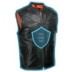 Milwaukee Leather MLM3502 Men's Black Cool-Tec Leather Vest Front Zipper Motorcycle Rider Vest with Stand-Up Collar - X-Large