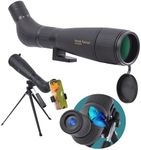 Fetch Falcon Spotting Scope 20-60X60 FMC HD Compact (Long Range Spotting, Water-Resistant) with Metal Tripod, Carry Bag, Phone Holder