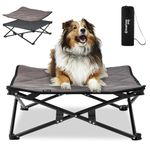 KingCamp Raised Dog Bed Elevated Dog Cooling Bed No Assembly Required Folding Dog Camping Bed with Breathable Mesh & Suede Mat & No-Slip Feet for Travel Garden Outdoor Indoor (Medium)