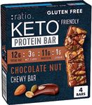 Ratio Chewy Protein Bar, Chocolate Nut, 11g Protein, Keto Friendly, 5.6 OZ (4 Bars)