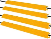 4-Pc Cable Protector Cover Ramp - 1 Channel Heavy Duty Cable Protector, Safely Conceals Wire/Hose/Pipe & Driveway Protective Covering Armor w/High Visibility Yellow Color - Pyle PCBLCO101X4YL.5