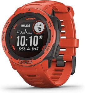Garmin Instinct SOLAR (45 mm), Rugged GPS Smartwatch, Built-in Sports Apps and Health Monitoring, Solar Charging and Ultratough Design Features, Flame Red