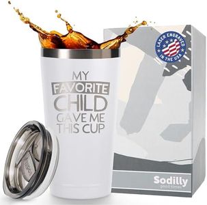 My Favorite Child Gave Me This Cup | 16 oz White Insulated Stainless Steel Tumbler w/Lid for Mom Dad | Birthday Mothers Fathers Day Christmas Gift Ideas from Daughter Son Kids | Moms Dads Gifts Mugs