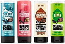 Original Source Shower Gel Set 4 x 250ml NEW Fragrance Fresh Sea Salt & Samphire, Sweet Rhubarb and Raspberry, Zingy Lime and Tropical Coconut & Shea Butter