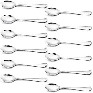 Briout Teaspoons set of 12, 6.7 Inches Spoons Silverware Premium Food Grade Stainless Steel, Silver