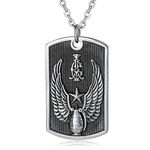 Daesar Necklace for Men Stainless Steel Necklace Dog Tag Rectangle Wing Star Silver Necklace Chain