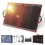 DOKIO 110W 18V Foldable Solar Panel Kit Monocrystalline with Solar Controller (2 USB Output) for 12V Battery Charging, Caravan, RV, Boat, Camper