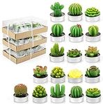 Lawei 18 Pack Cactus Tealight Candl