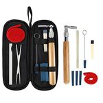 9 Pieces Piano Tuner Tools Tuning Kit Including Star Head L-Shape Wrench Hammer, 3 Kinds Mute Tools, Mute Clamp, Temperament Strip and 1 Black Case