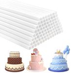 100Pcs Plastic Cake Dowel Rods, 9.5 Inches Cake Support Rods Tiered Cake Construction Rods Cake Stacking Supporting Rods for Cake Moulding Tiers Supporters(White)