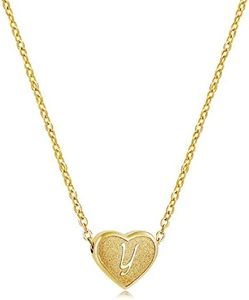 PORPI-JOJO Dainty Gold Necklace for Women-18K Gold Plated Cute Necklace Heart Initial Engraved Y Birthday Gifts for Friends Female
