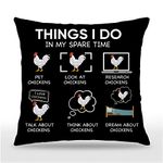 Things I Do in My Spare Time Funny Chicken 18 x 18 Inches Throw Pillow Covers,Bedroom Living Room Girl Room Home Decor,Chicken Farm Girl Ladies Gifts,Chicken Lovers Mom Gifts