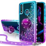 Silverback for Moto E 2020 Phone Case, Motorola E Case, Moving Liquid Holographic Sparkle Glitter Case with Stand, Bling Diamond Ring Stand Girls Women Case for Motorola Moto E -Purple