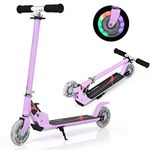 COSTWAY Kids Kick Scooter, Light Up LED 2 Wheeled Scooters for Ages 4 to 13 Children Girls Boys, Adjustable T-bar Foldable Push Board Maximum Load 70KG (Purple)