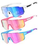 QALLY 3 Pack Kids Sunglasses Youth Baseball Softball Sunglasses for Girls Boys Age 4-14 UV Protection Sports Kids