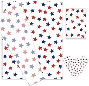 JarThenaAMCS 100 Sheets Patriotic Tissue Paper Red Blue Star Gift Wrapping Paper Bulk 4th of July DIY Art Craft Papers for 250th Anniversary Independence Day Party Supplies, 14 x 20 Inch