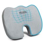 WELLGIVER OrthoFlex Gel Memory Foam Coccyx Seat Cushion for Tailbone Pain | 2 Years Warranty | Sciatica, Back Pain Relief Orthopedic Chair Cushions Sitting Office Chair (Mesh-Grey, Coccyx Seat)