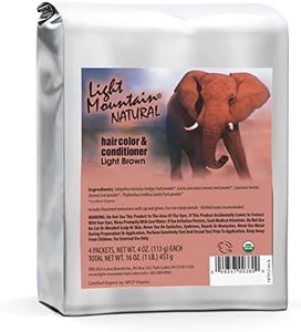 Light Mountain Light Brown Hair Dye for Men/Women, Organic Henna Leaf Powder and Botanicals, Chemical-Free Semi-Permanent Hair Color, 16 Oz