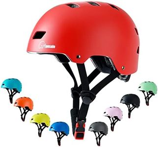 Bike Skateboard Helmet, Adjustable and Multi-Sport for Skate Scooter, 3 Sizes for Adult Youth Kids Toddler (Red)