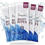 Drench! 60 Pack Luxury Body Wipes for Adults No Shower | No Water Bathing & Cleansing Water Wipes | Microwavable Rinse-Free Waterwipes | Big Wet wipes for adults, Antibacterial & Deodorant