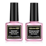 Lagunamoon Base Coat and Top Coat,Long Lasting Shiny Finish for Soak Off UV LED Gel Nail Polish Polygel Nail Acrylic Style Artificial False Nails,Requires Drying under LED UV Nail Lamp