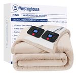 Westinghouse Electric Blanket King, Heated Blanket King Size with 10 Heating Levels and 1 to 12 Hours Heating Time Settings, Flannel to Sherpa Reversible, Machine Washable (90" x 100", Beige)