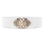 Topprosper Womens Vintage Wide Elastic Stretch Waist Belt For Dresses (Free Size, White)