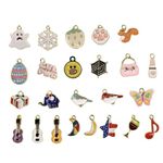 SATYAM KRAFT 24 Pcs Mix Design Pendant Charms For Rakshabandhan Rakhi Making Materials, Key Chain Earring Necklaces Bracelet DIY Crafts and Jewelry Making Accessories (Mix Color) (24 pcs) (Style 3)