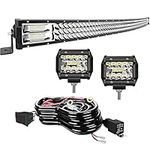 KEENAXIS 50 Inch LED Light Bar Triple Row 684W Spot Flood Combo Beam Led Bar 2Pcs 4 Inch 60W Led Pod Lights W/Wiring Harness-3 Leads for Trucks Polaris ATV UTV SUV Boats