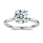 Elio Passero 2CT Moissanite Engagement Rings for Women,Women's Solitaire Engagement Moissanite Promise Rings 925 Sterling Silver with 18K White Gold Plated,VVS1 Wedding Band Moissanite Ring Size 10