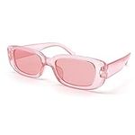 ALLY-MAGIC Rectangle Sunglasses Retro Square Sunglasses Trendy UV400 Protection Retro Glasses for Women Men Y4TYKMJ (Pink)