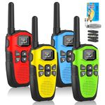 Walkie Talkies for Adults Long Range 4 Pack, NXGKET Rechargeable Kids Walky Talky with Built-In Li-Ion Battery, 16 Channels Radio with Type-C Charging Cable,VOX Function,LED Flashlight, for Camping