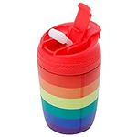 Puckator Somewhere Rainbow Reusable Stainless Steel Hot & Cold Thermal Insulated Food & Drink Cup 380ml - Thermos Travel Mug - Tumbler with Straw and Lid - Insulated Bubba Cup - Thermal Drink Bottle